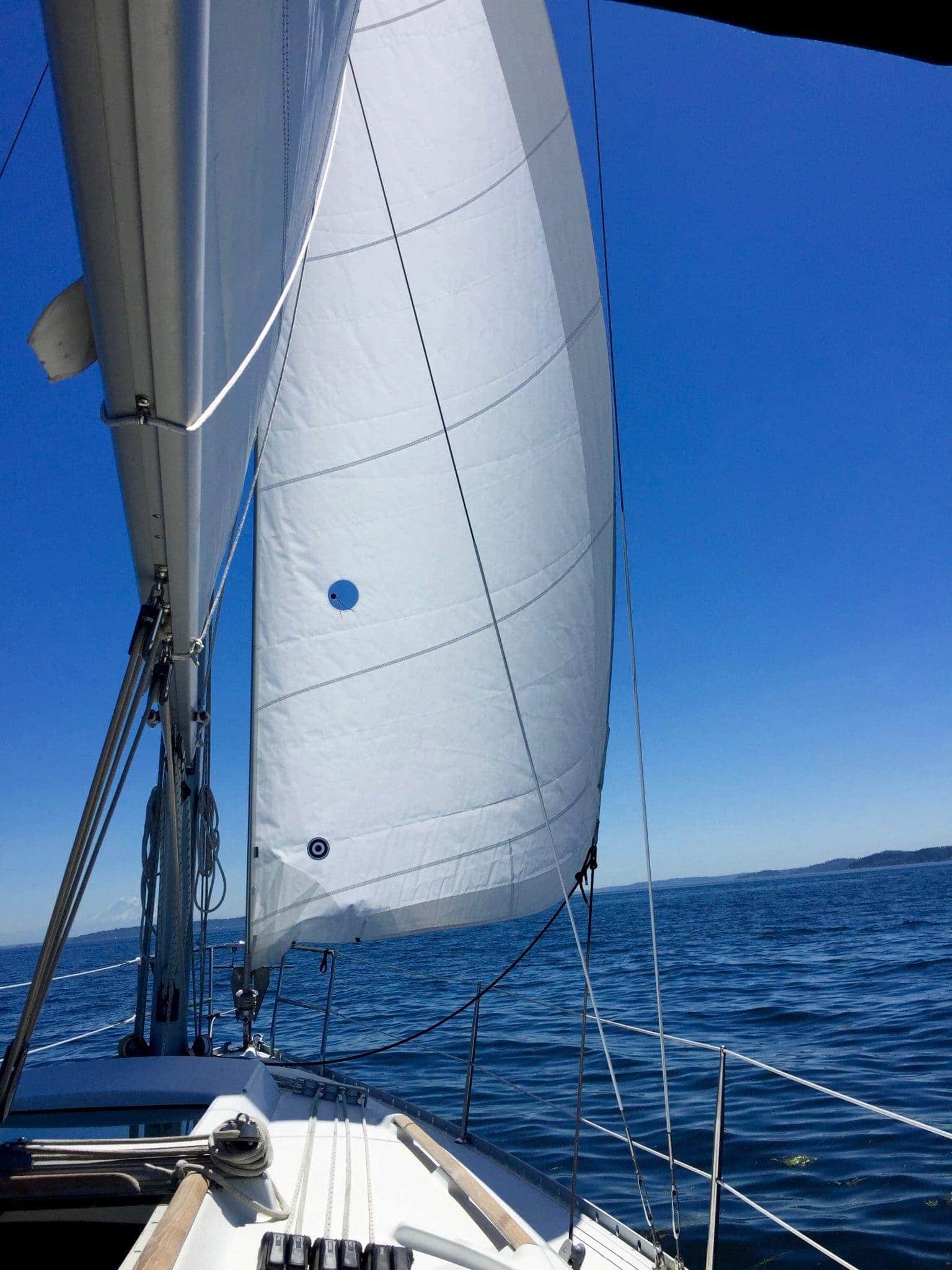 Sailing down the channel on the east side of Bainbridge towards Winslow