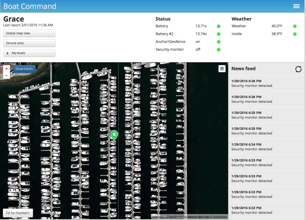 Main screen showing all vessel details