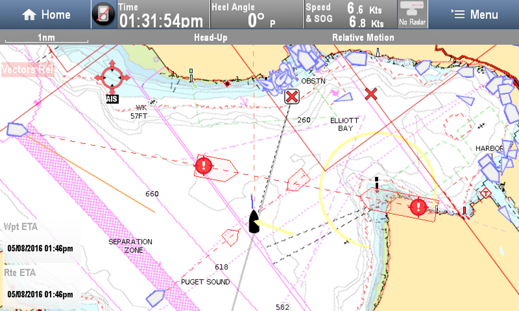 Raymarine AIS collision detection in action with the Cosco Americas