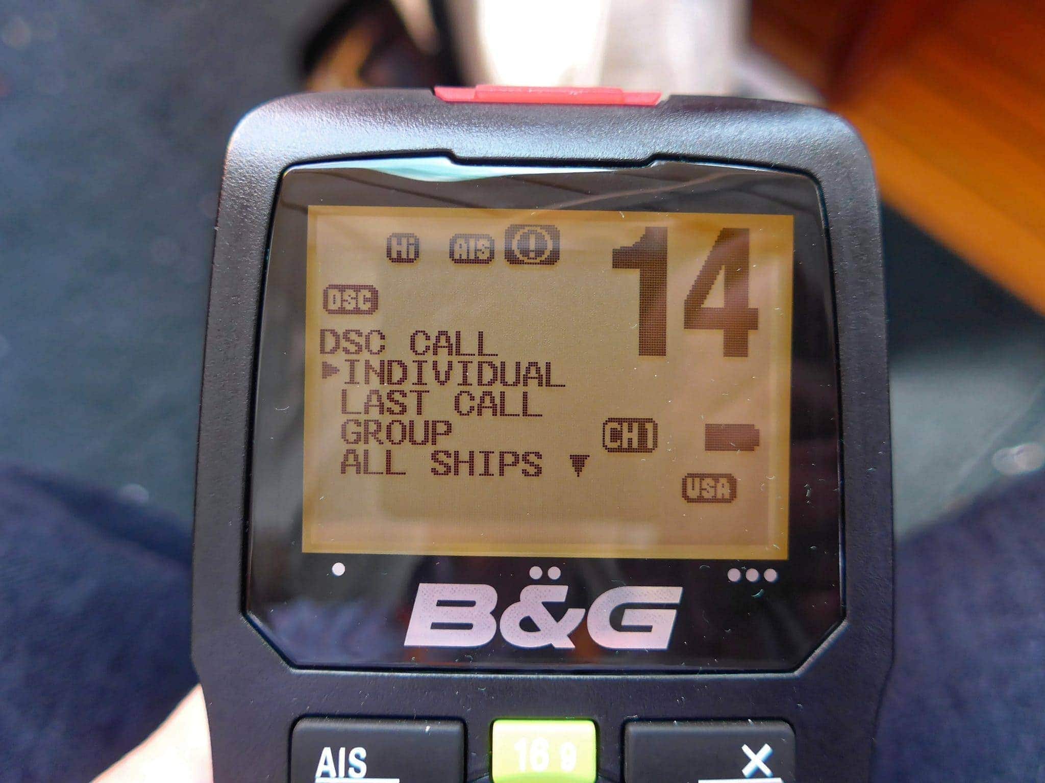 B&G H50 wireless VHF handset menus