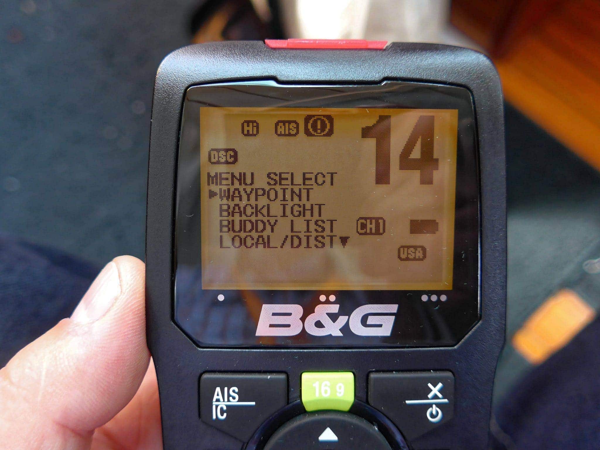 B&G H50 wireless vhf handset menu options 2