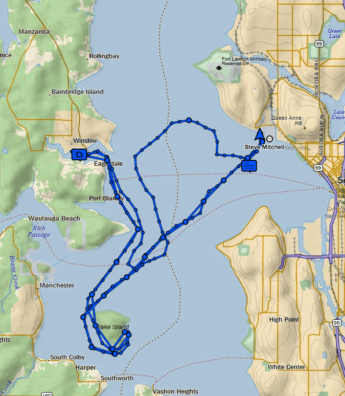 Grace's course from our DeLorme inReach Explorer