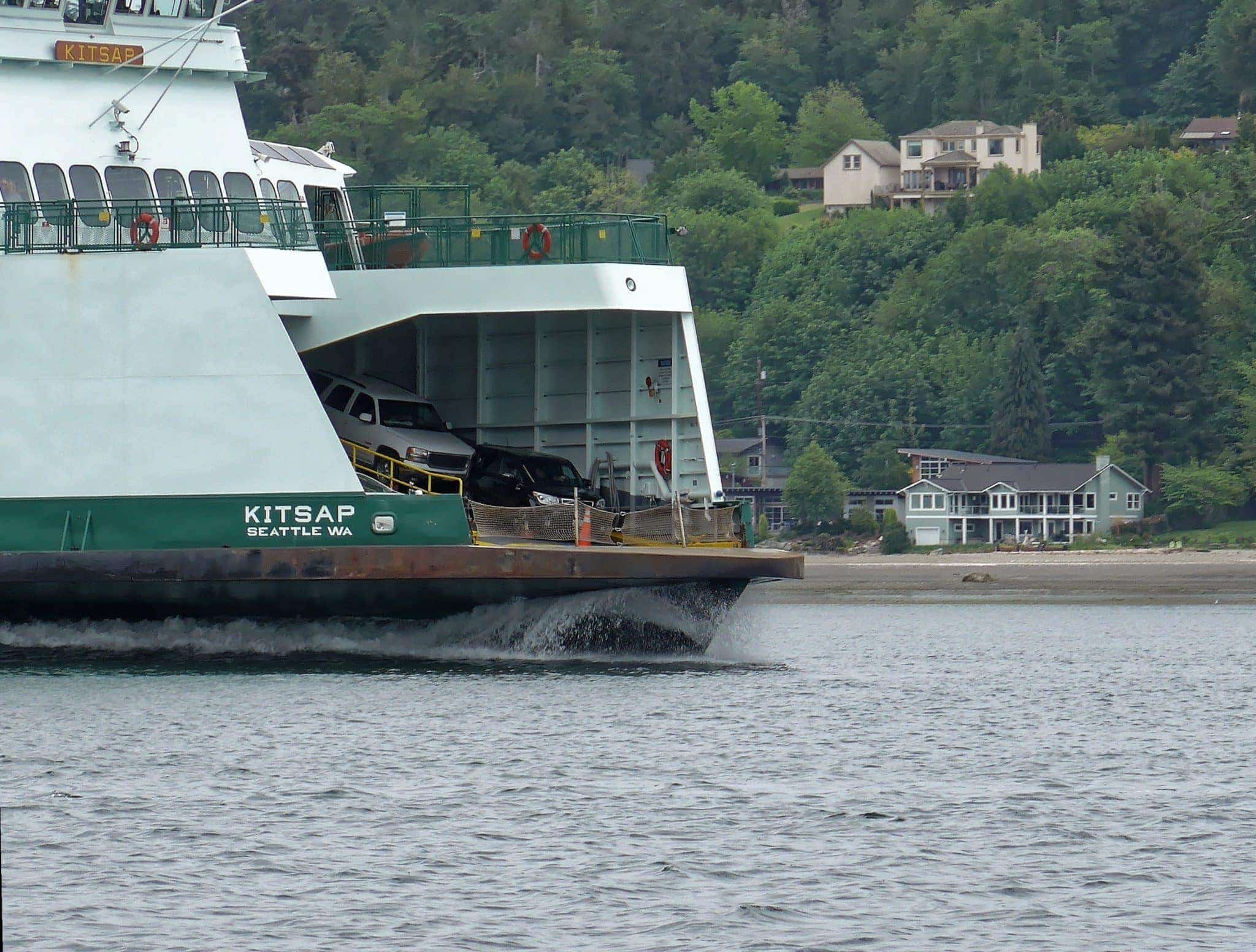 Washington State Ferry Kitsap and it's bow wake headed towards Bremerton