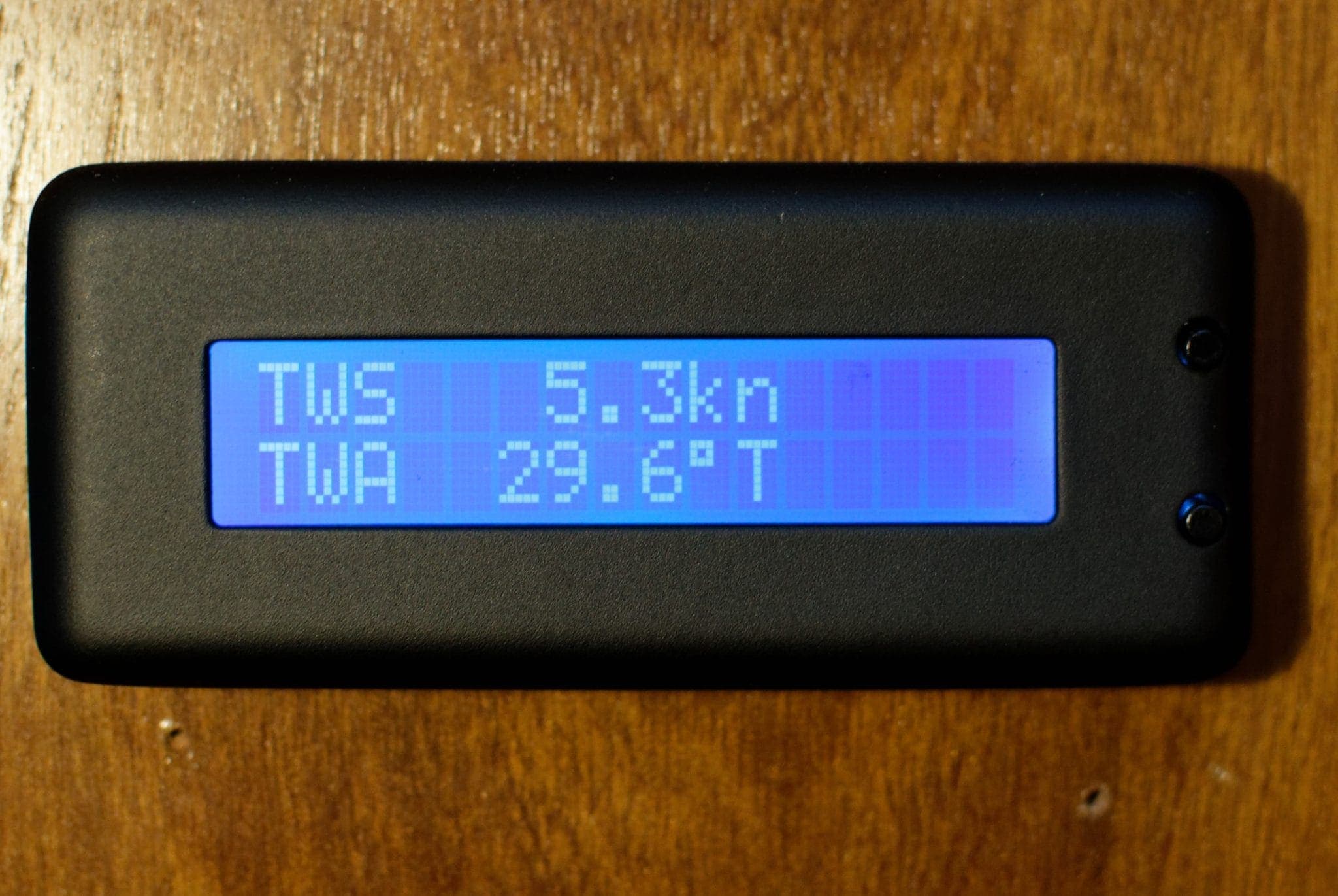 Yacht Devices Text Display showing wind details