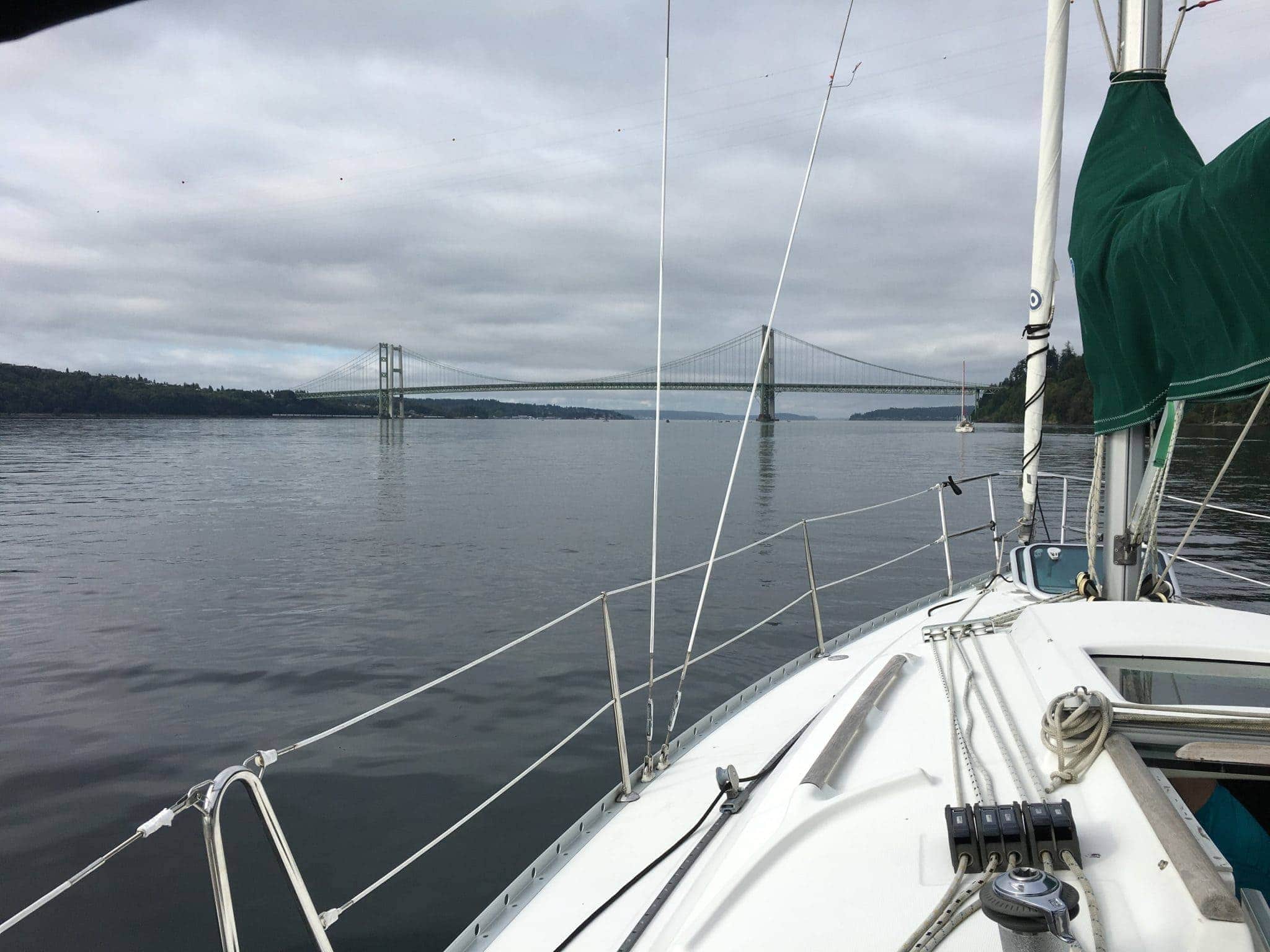 Narrows Bridges in the distance with Noel leading the way