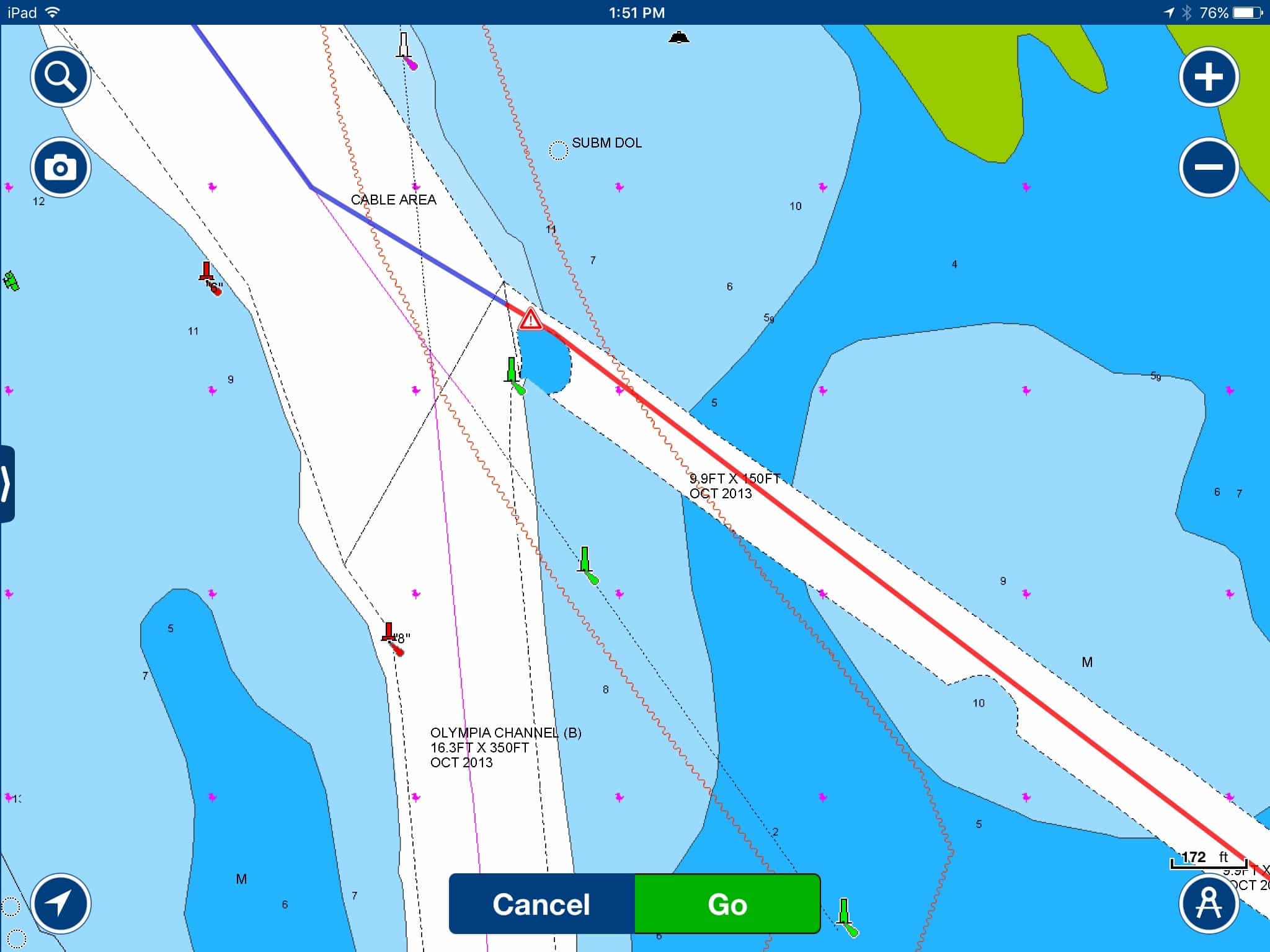 Closer view of marker in Navionics