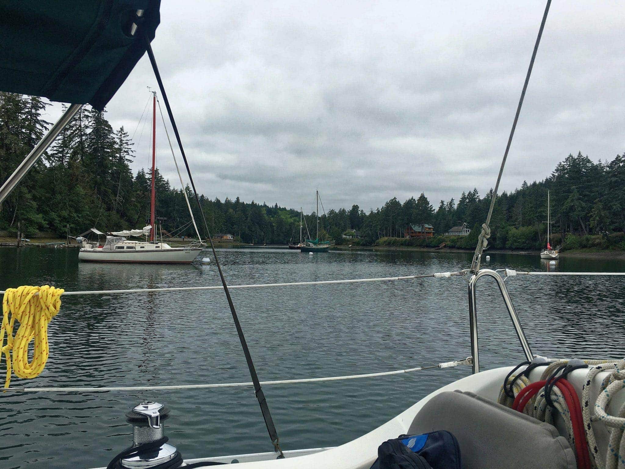 Noel at mooring with grey skies