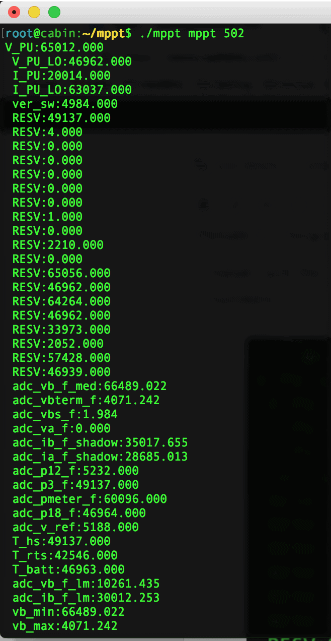 Modbus query to MPPT controller