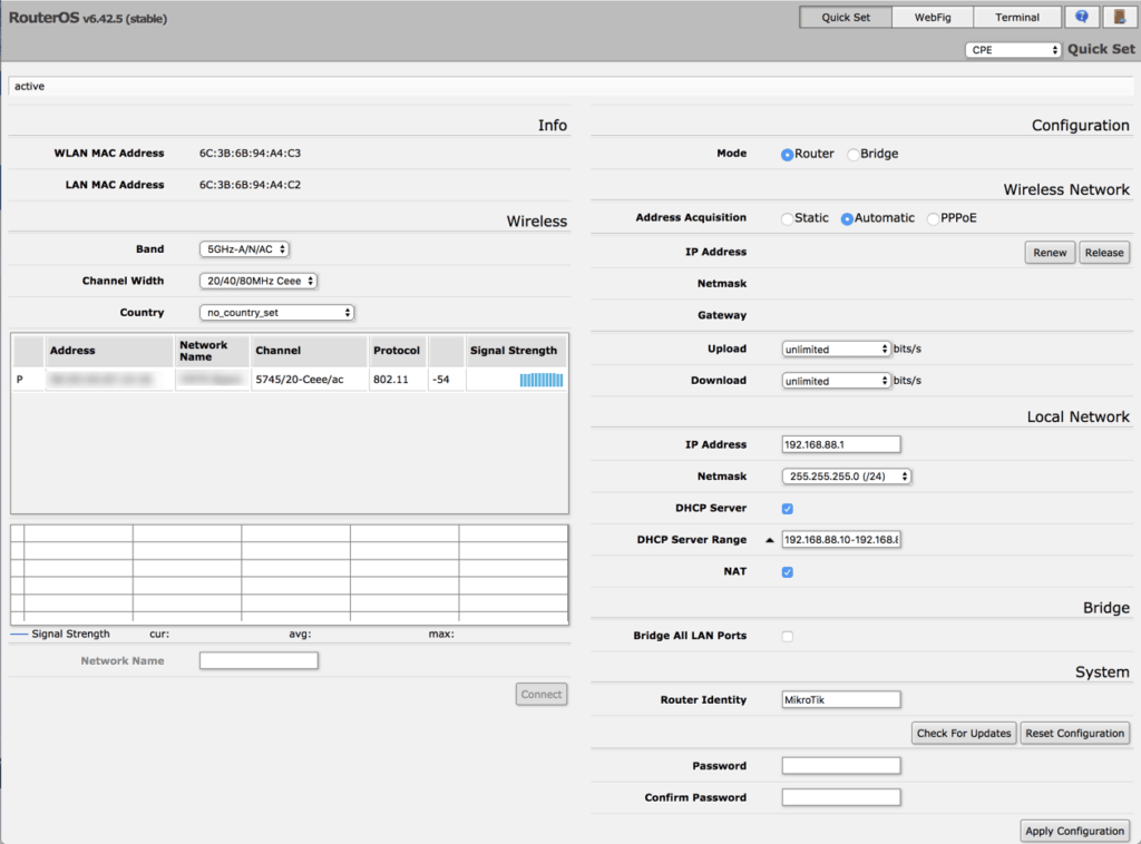 mikrotik client site survey