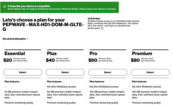 New Verizon data plans
